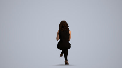 photogrammetry 3D woman casual sitting, realistic human model archviz FBX, front view render
