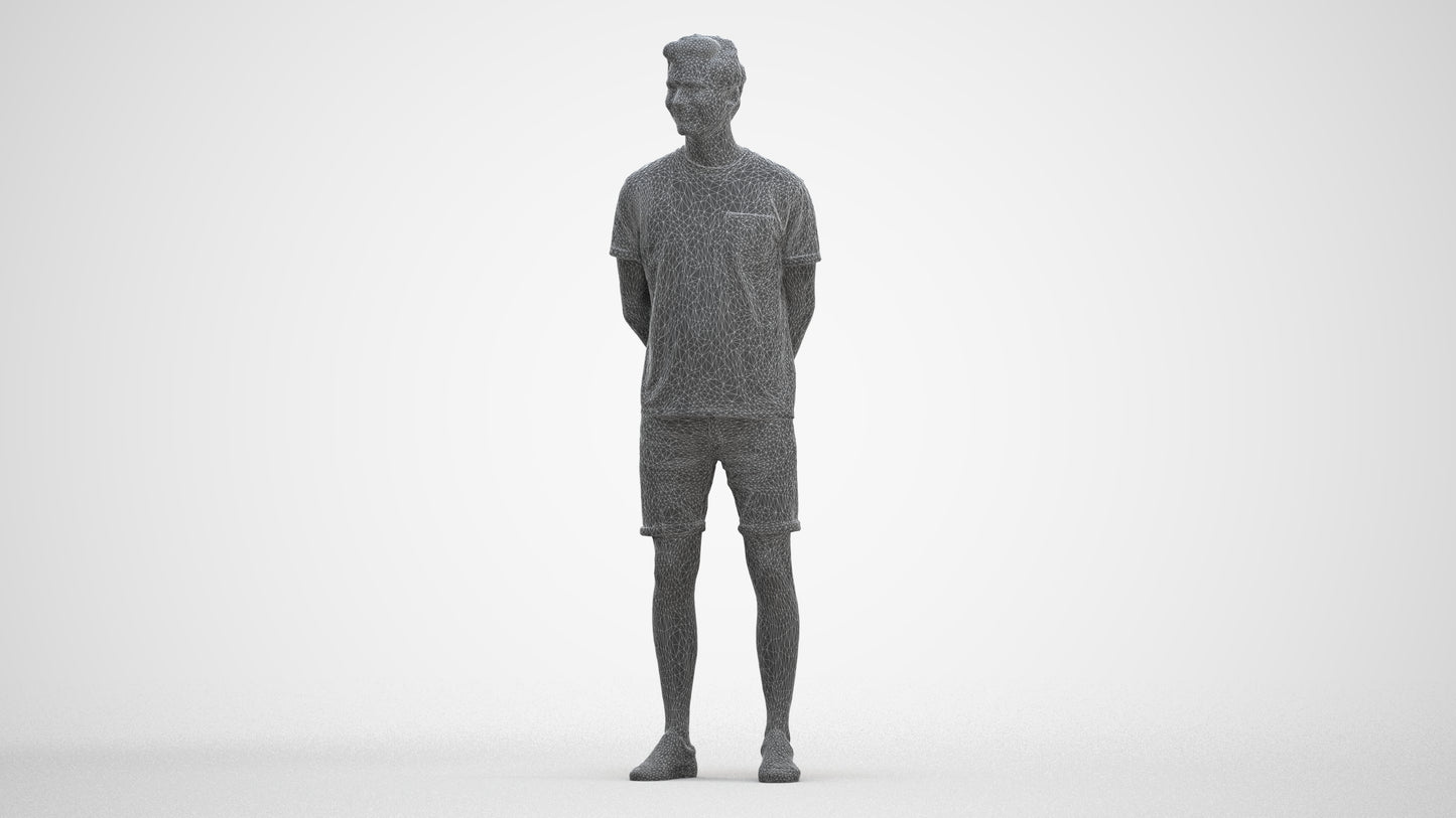 photogrammetry 3D man casual standing, realistic human model archviz FBX, three-quarter front view render