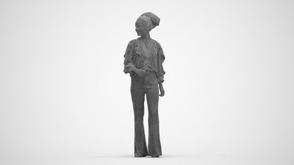 scanned 3D woman casual standing, photogrammetry people for Enscape and V-Ray, three-quarter front view render