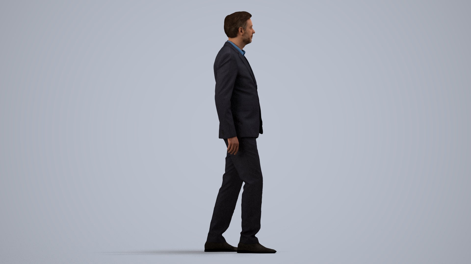 scanned 3D man business, photogrammetry people for Enscape and V-Ray, side view render