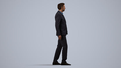 scanned 3D man business, photogrammetry people for Enscape and V-Ray, side view render