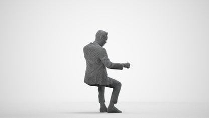 3D scanned man business formal, photorealistic archviz people for Enscape and SketchUp, wireframe side view