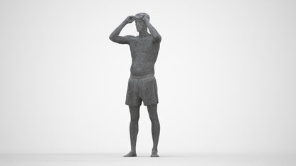 realistic 3D human man pool, archviz people FBX OBJ for Blender, wireframe back view