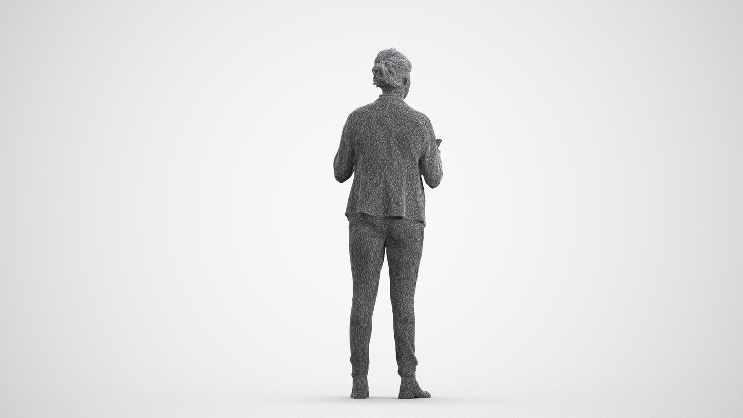 scanned 3D woman business, photogrammetry people for Enscape and V-Ray, wireframe front view
