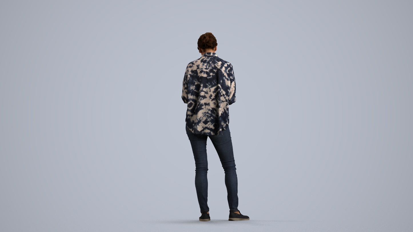 realistic 3D people woman casual standing, render-ready for V-Ray and Corona, FBX OBJ, front view render