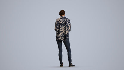 realistic 3D people woman casual standing, render-ready for V-Ray and Corona, FBX OBJ, front view render