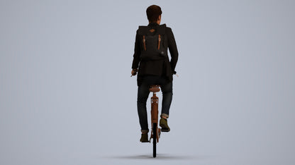 realistic 3D man casual cycling, scanned archviz people for Blender and 3ds Max, front view render