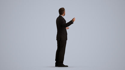 3D human model man business, photogrammetry scanned person for archviz, front view render