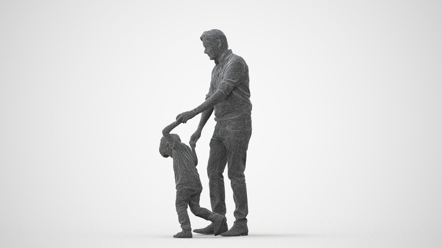 3D human model boy casual kids, photogrammetry scanned person for archviz, square thumbnail