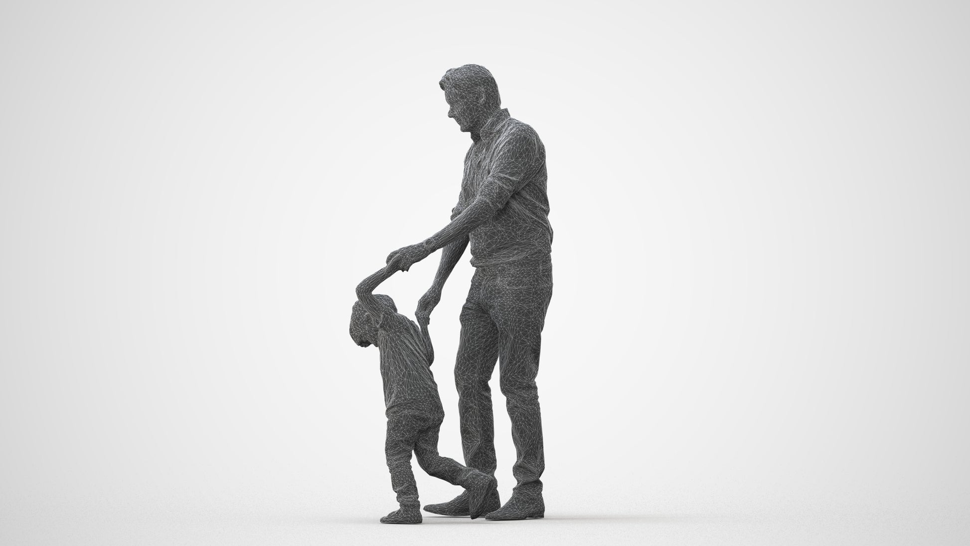 3D human model boy casual kids, photogrammetry scanned person for archviz, square thumbnail