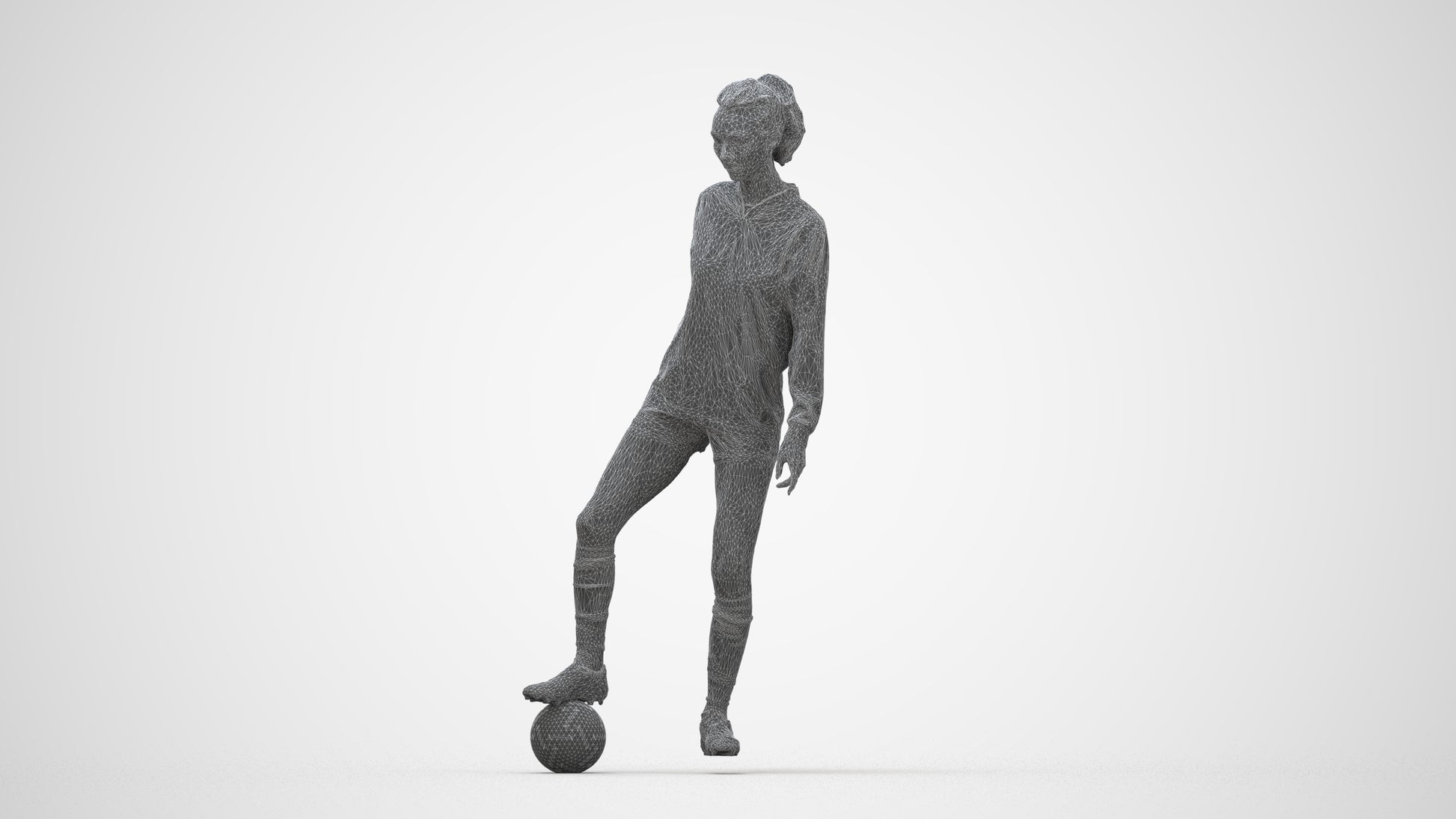 realistic 3D woman sport, scanned archviz people for Blender and 3ds Max, wireframe back view