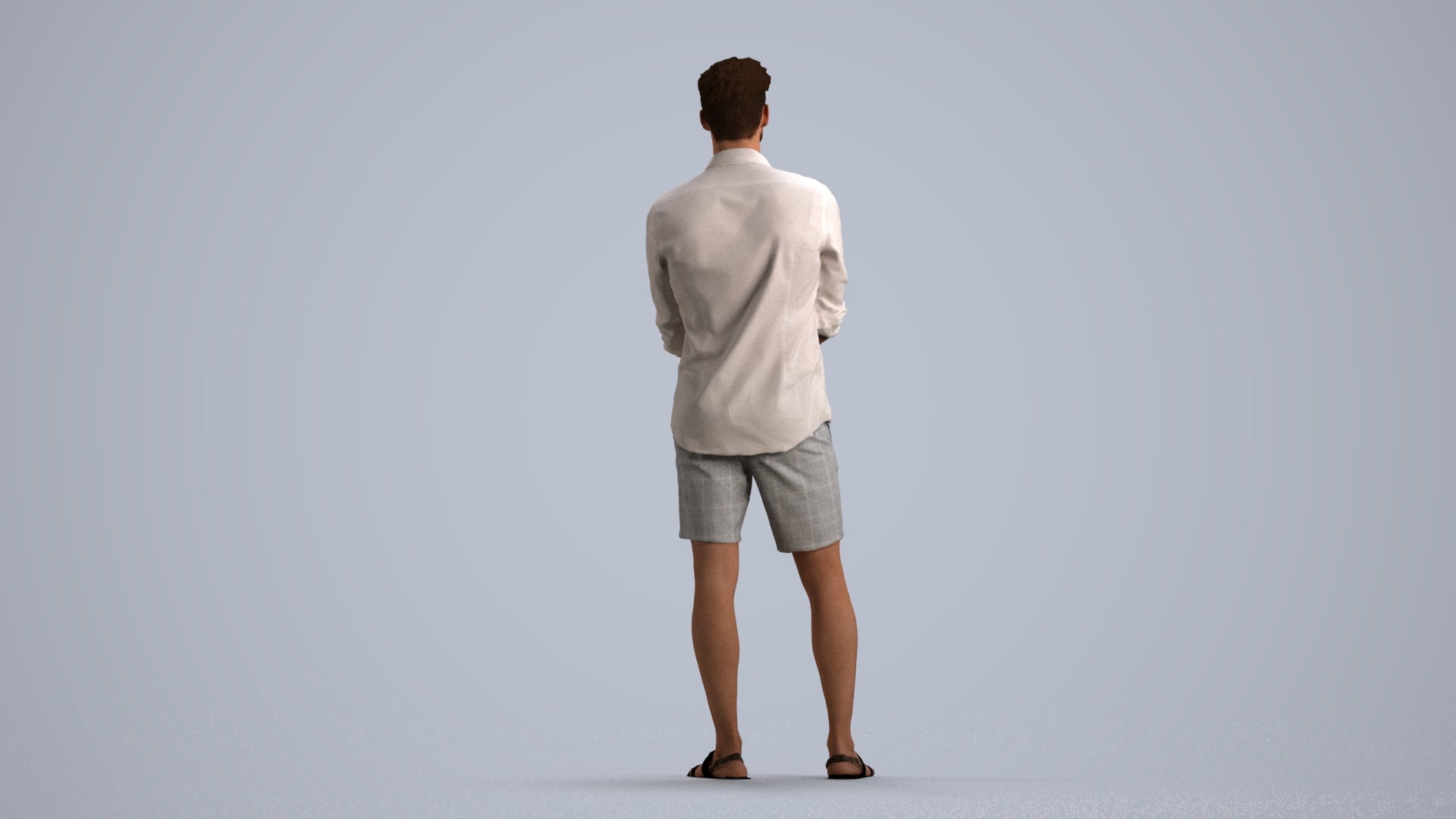 3D scanned man standing casual, photorealistic archviz people for Enscape and SketchUp, front view render