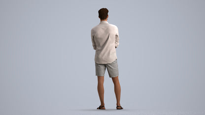3D scanned man standing casual, photorealistic archviz people for Enscape and SketchUp, front view render