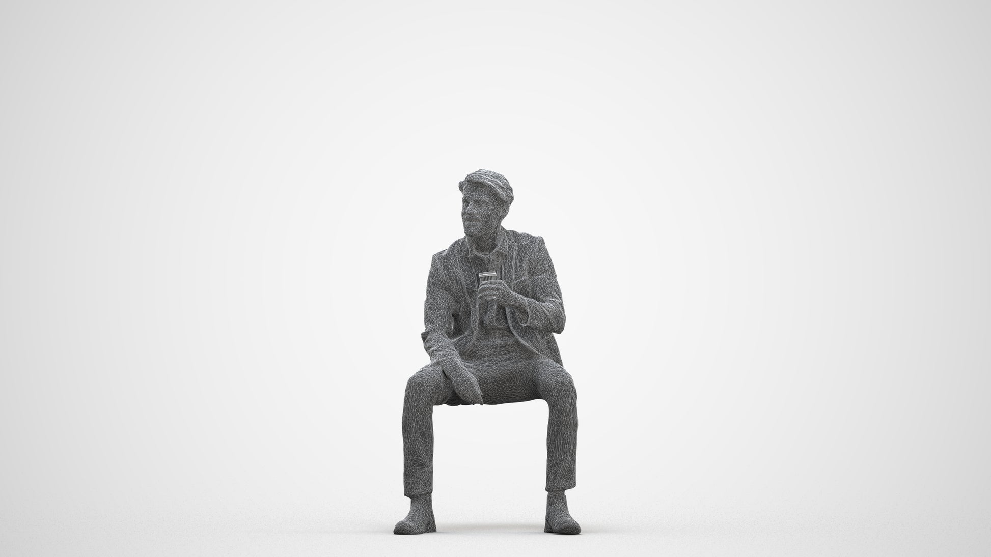 photogrammetry 3D man business, realistic human model archviz FBX, three-quarter front view render