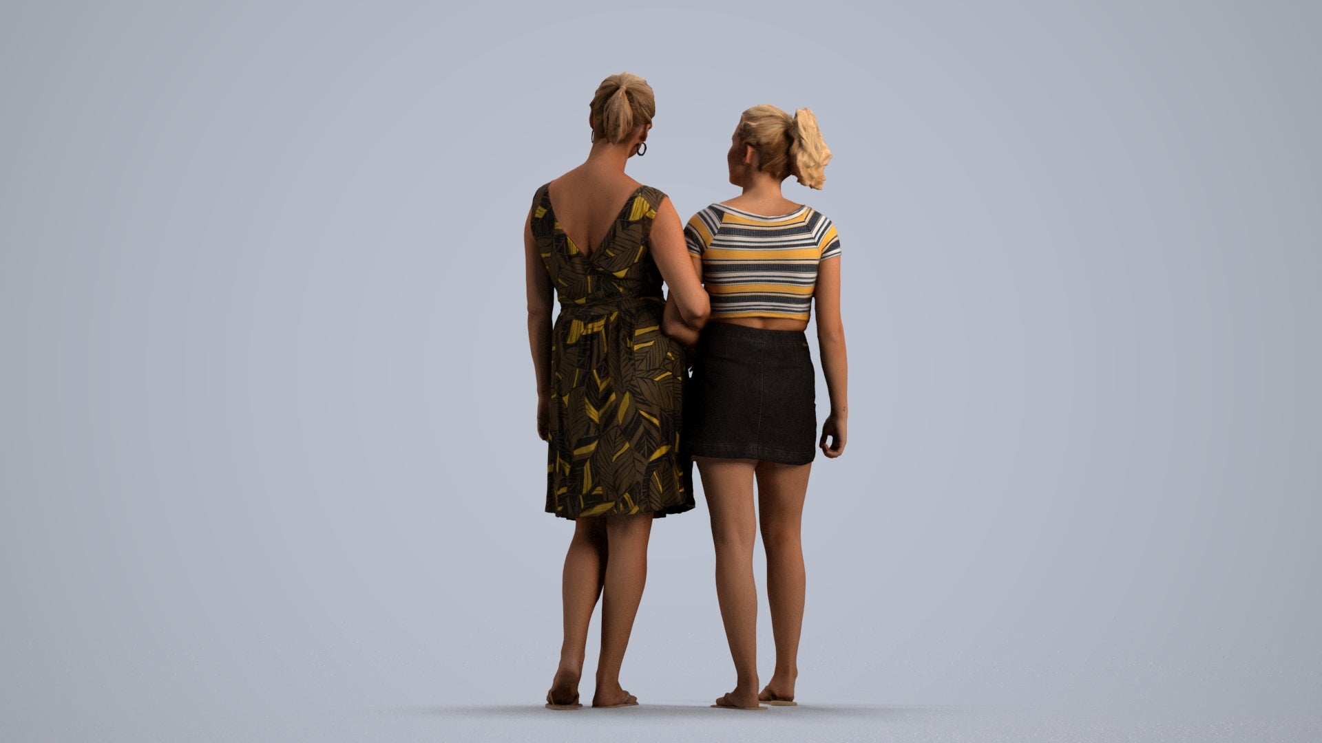 3D people model woman casual couple, scanned human for 3ds Max rendering, front view render
