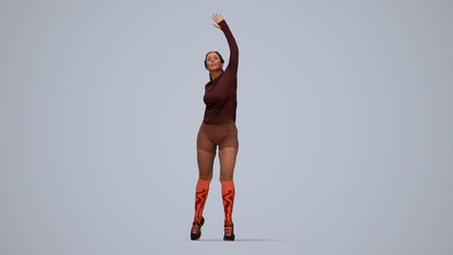realistic 3D human woman sport, archviz people FBX OBJ for Blender, top-down view render