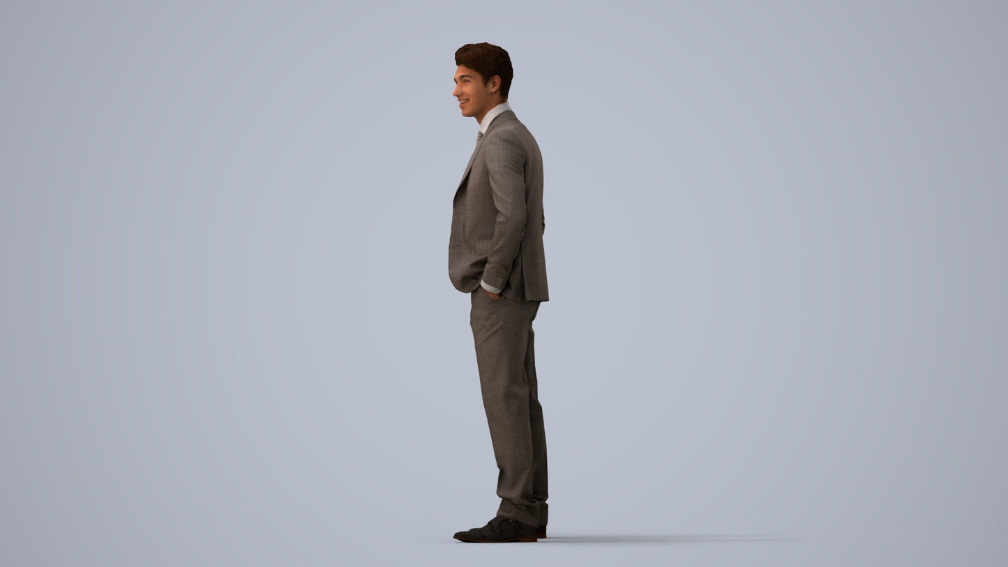 realistic 3D people man business, render-ready for V-Ray and Corona, FBX OBJ, three-quarter view render