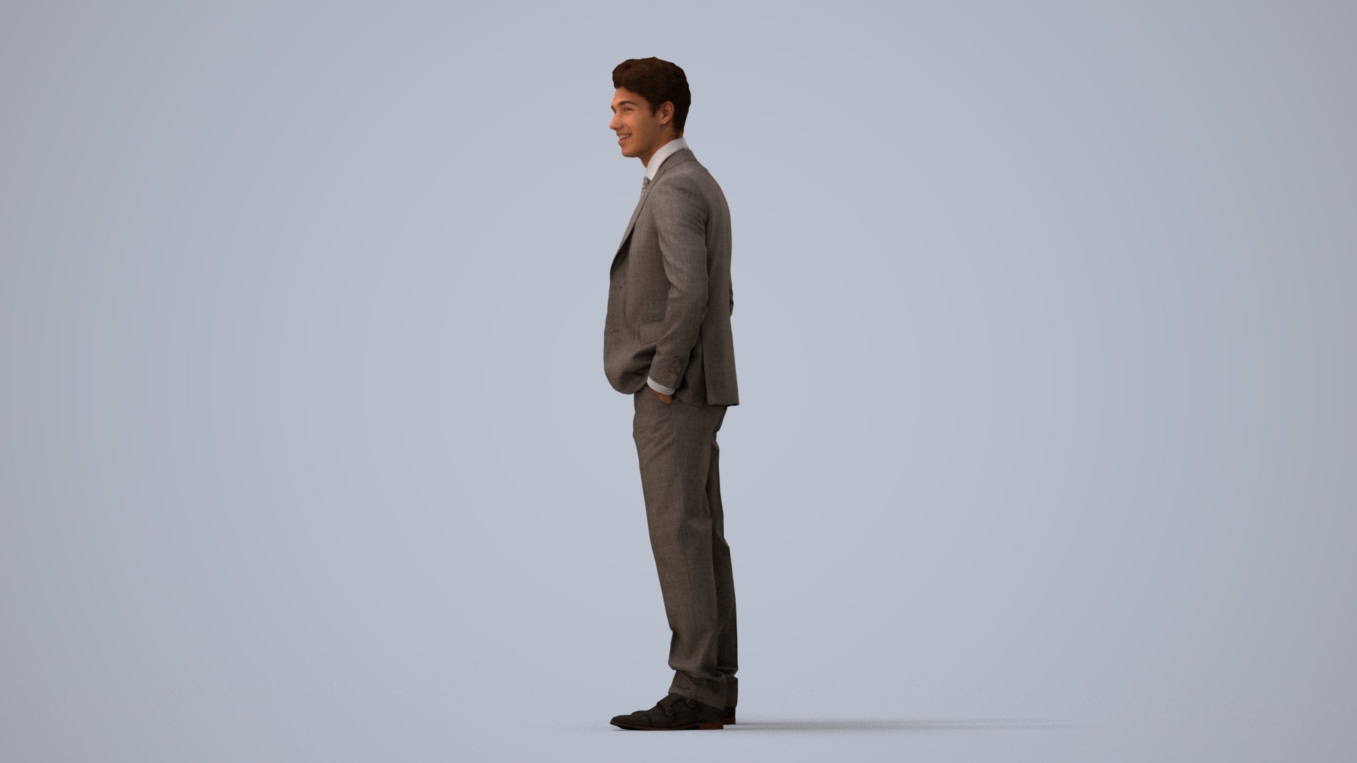 realistic 3D people man business, render-ready for V-Ray and Corona, FBX OBJ, three-quarter view render