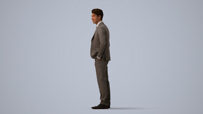 realistic 3D people man business, render-ready for V-Ray and Corona, FBX OBJ, three-quarter view render