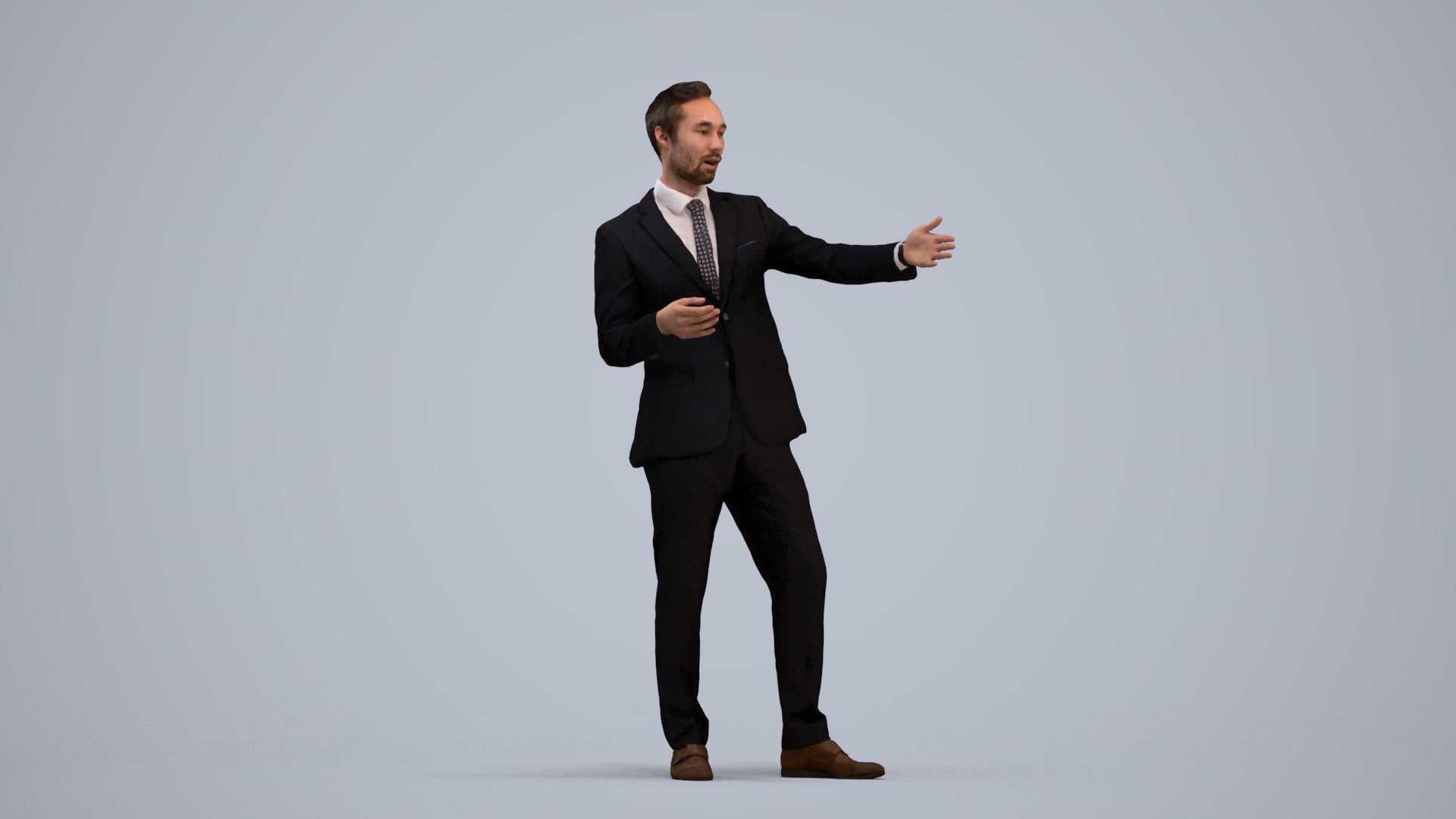 realistic 3D human man business shopping, archviz people FBX OBJ for Blender, standing pose render