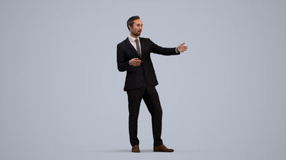 realistic 3D human man business shopping, archviz people FBX OBJ for Blender, standing pose render