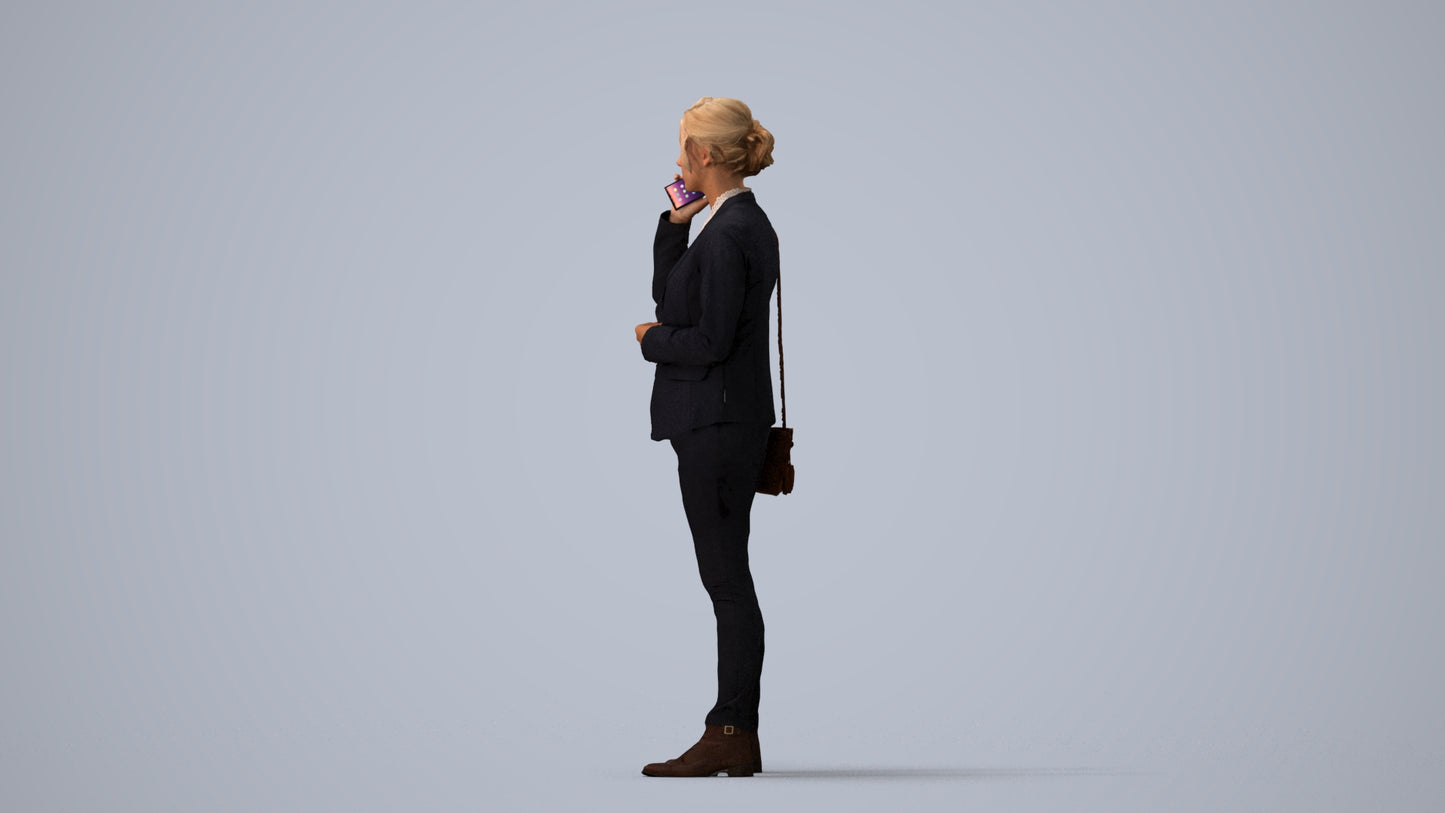 scanned 3D woman business, photogrammetry people for Enscape and V-Ray, three-quarter view render