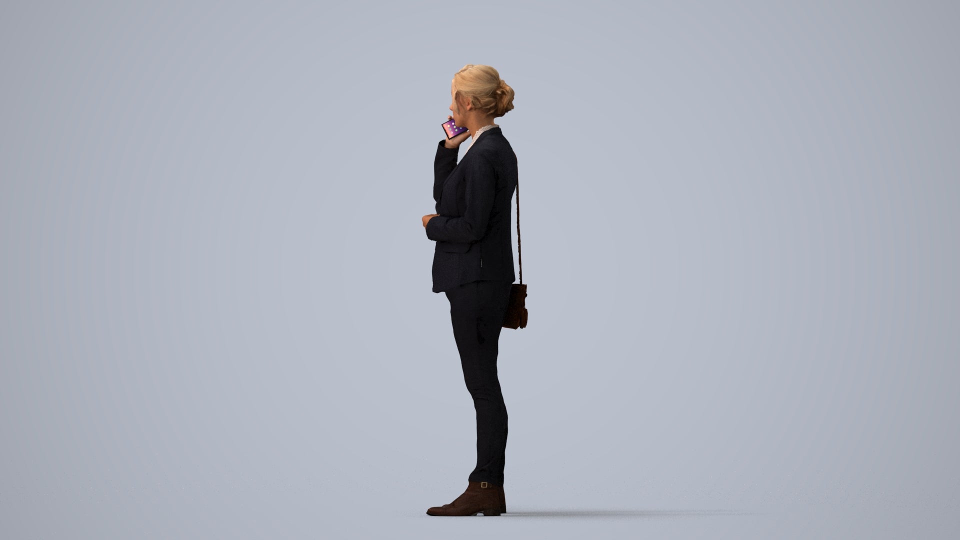 scanned 3D woman business, photogrammetry people for Enscape and V-Ray, three-quarter view render