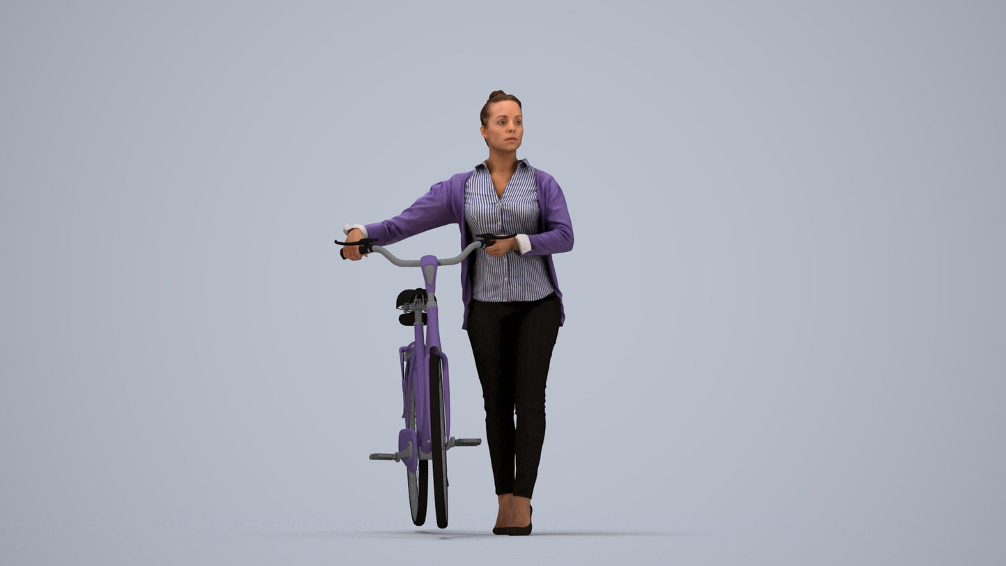 scanned 3D woman business walking, photogrammetry people for Enscape and V-Ray, top-down view render