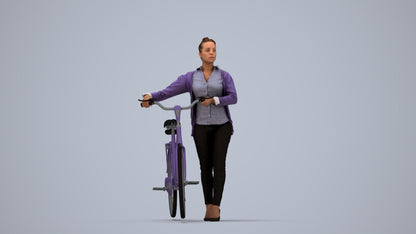 scanned 3D woman business walking, photogrammetry people for Enscape and V-Ray, top-down view render