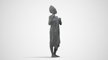 scanned 3D woman standing, photogrammetry people for Enscape and V-Ray, wireframe side view