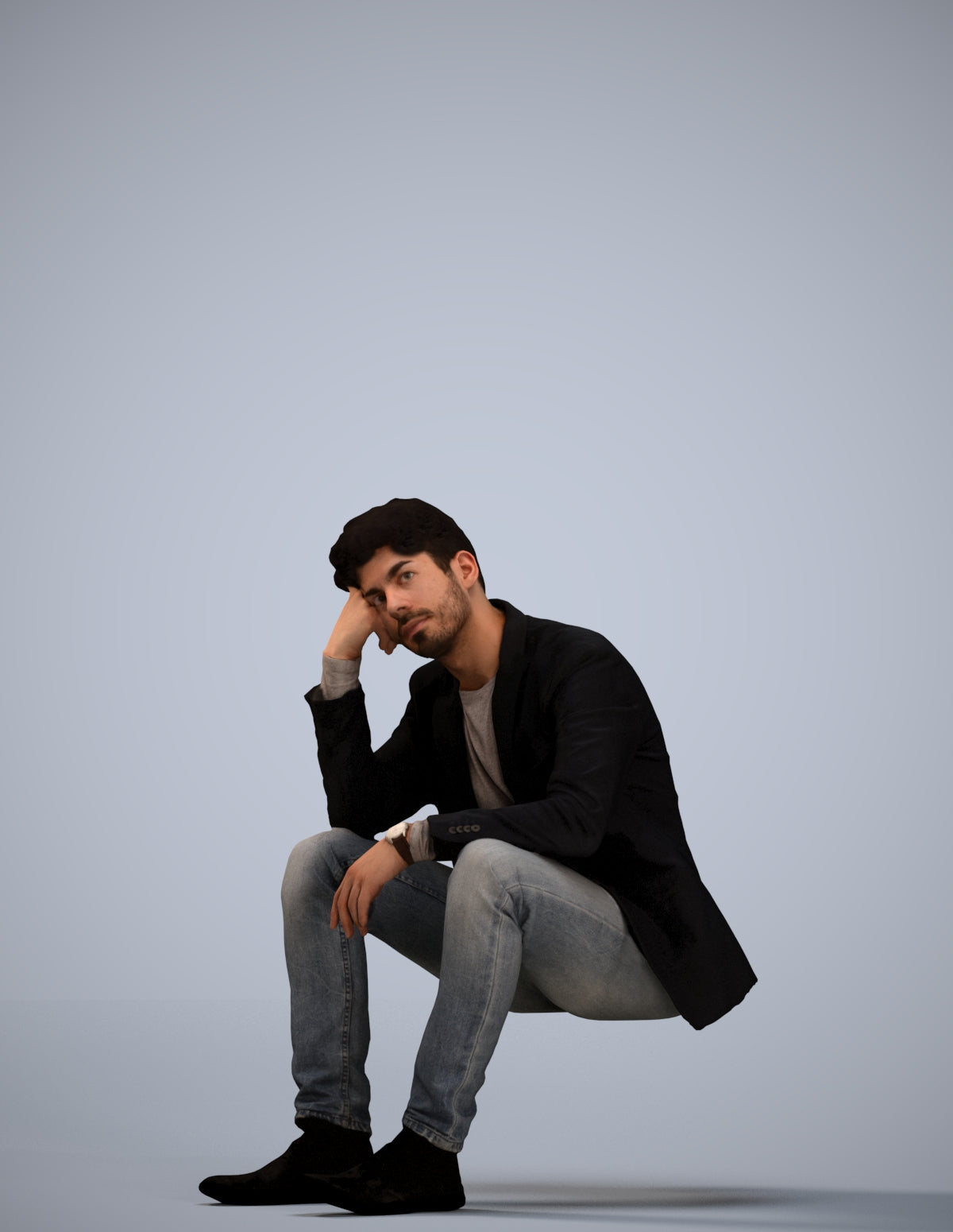 3D human model man casual business, photogrammetry scanned person for archviz