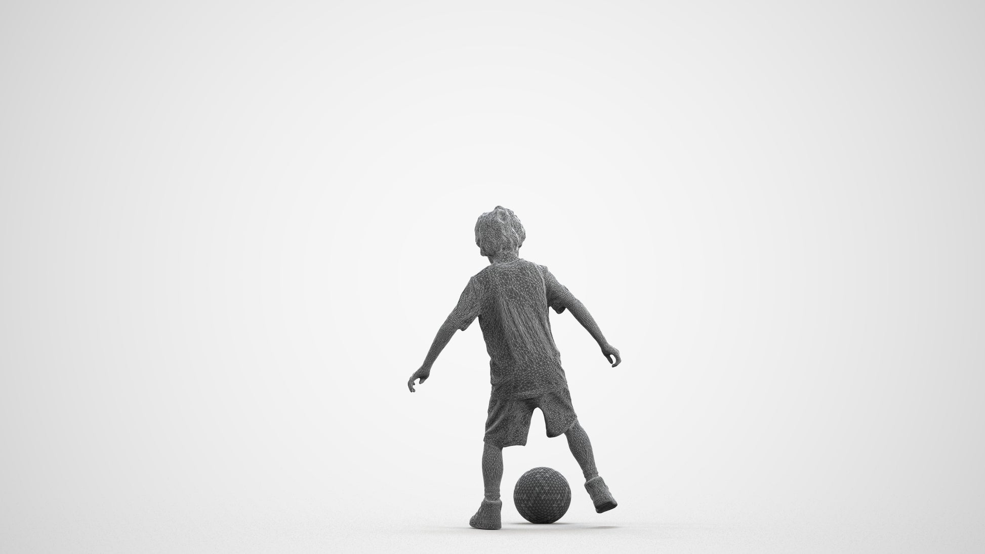 realistic 3D boy casual kids, scanned archviz people for Blender and 3ds Max, wireframe front view