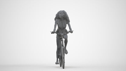 3D scanned woman cycling casual, photorealistic archviz people for Enscape and SketchUp, three-quarter front view render
