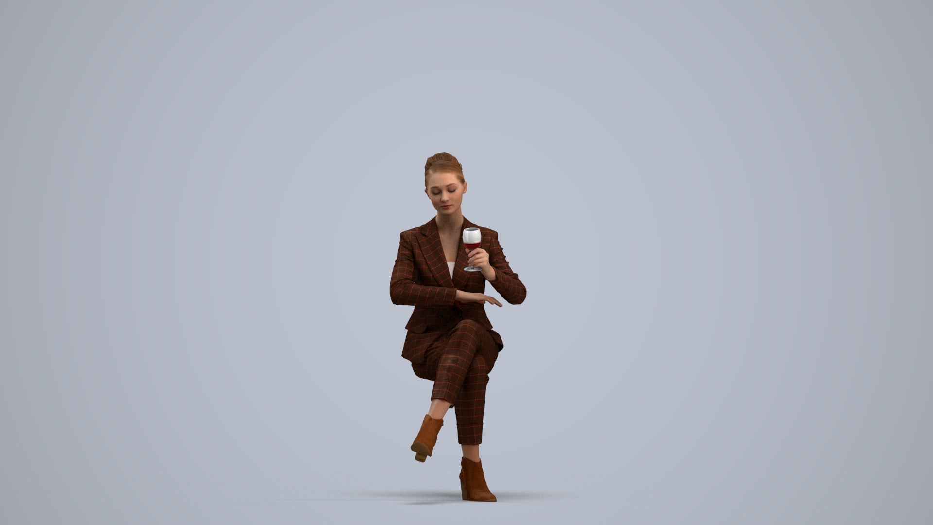 scanned 3D woman business, photogrammetry people for Enscape and V-Ray, standing pose render