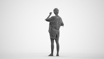 realistic 3D people woman casual standing, render-ready for V-Ray and Corona, FBX OBJ, wireframe front view