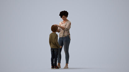 realistic 3D people girl casual kids, render-ready for V-Ray and Corona, FBX OBJ, three-quarter view render