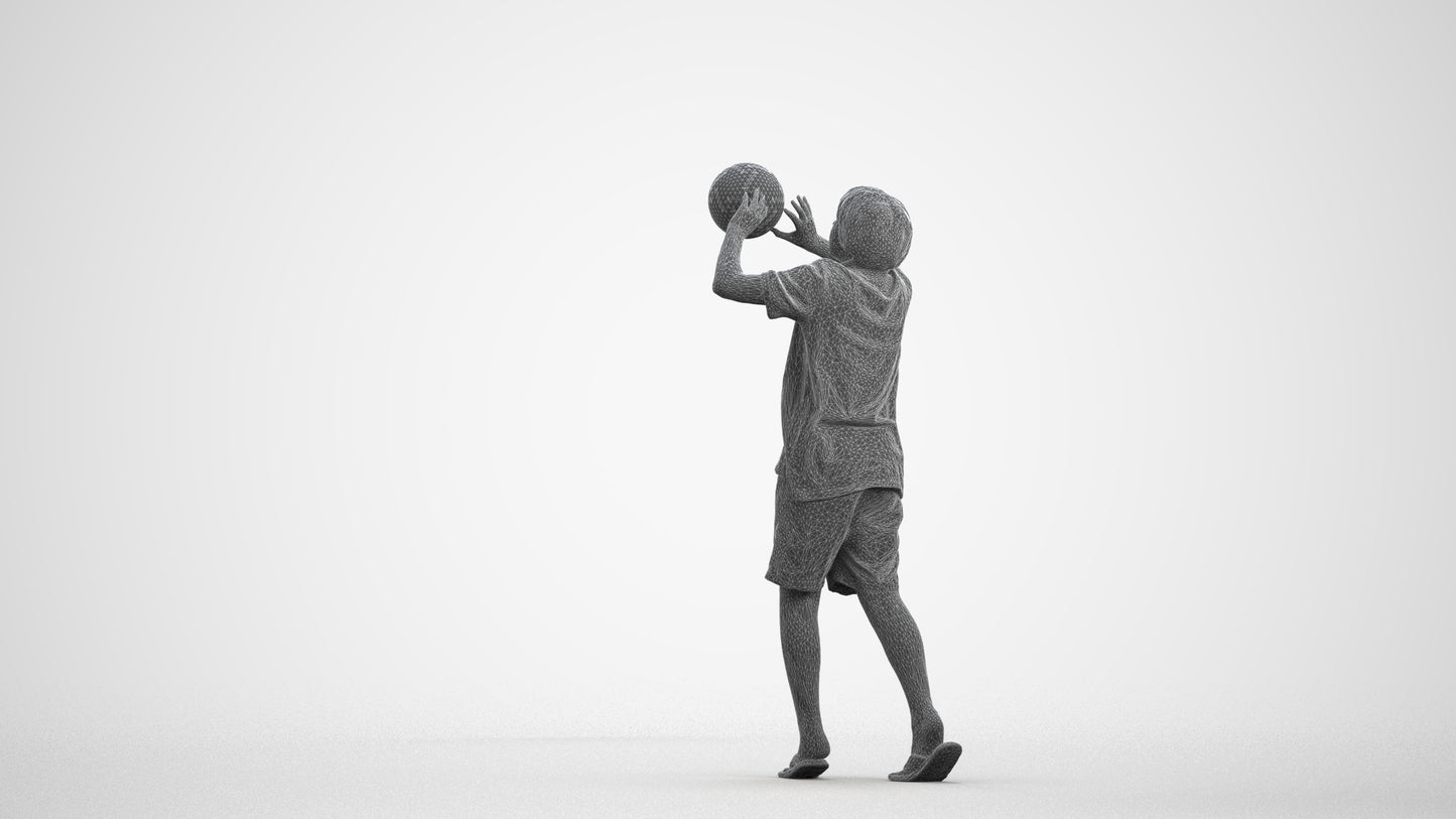 3D human model boy sport kids, photogrammetry scanned person for archviz, wireframe front view