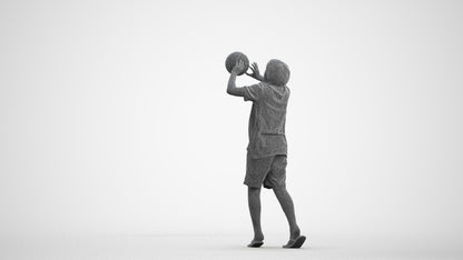 3D human model boy sport kids, photogrammetry scanned person for archviz, wireframe front view