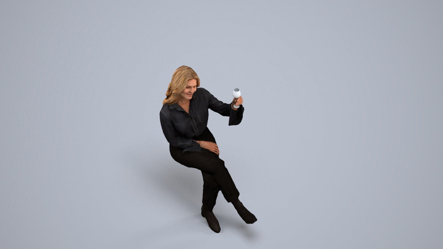 realistic 3D people woman casual formalaffairs, render-ready for V-Ray and Corona, FBX OBJ, back view render