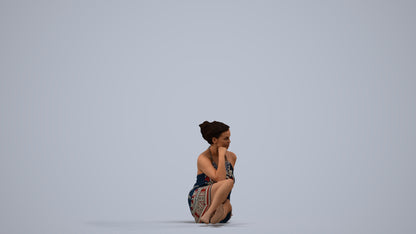realistic 3D human woman pool, archviz people FBX OBJ for Blender, side view render