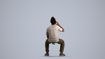 3D people model man casual sitting, scanned human for 3ds Max rendering, front view render