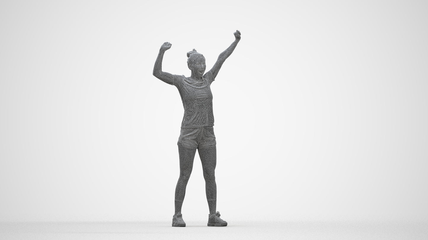 photogrammetry 3D woman sport, realistic human model archviz FBX, wireframe back view