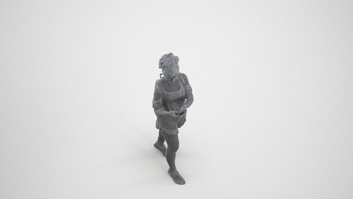 3D people model girl casual kids, scanned human for 3ds Max rendering, wireframe three-quarter view