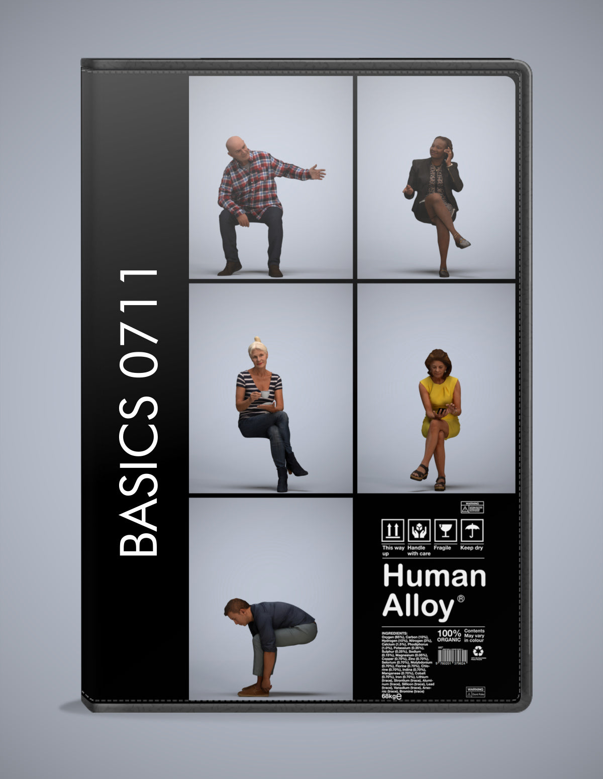 3D human models sitting bundle, 5 photogrammetry scanned people for archviz