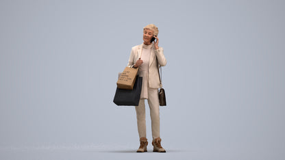 3D people model senior woman casual mix, scanned human for 3ds Max rendering, standing pose render
