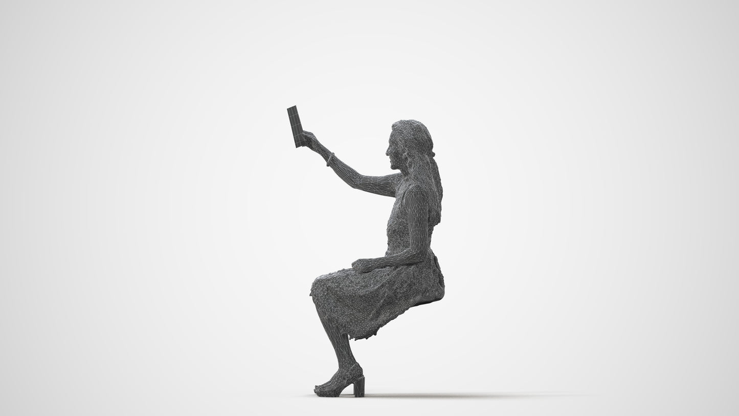 realistic 3D people woman formal sitting, render-ready for V-Ray and Corona, FBX OBJ, square thumbnail