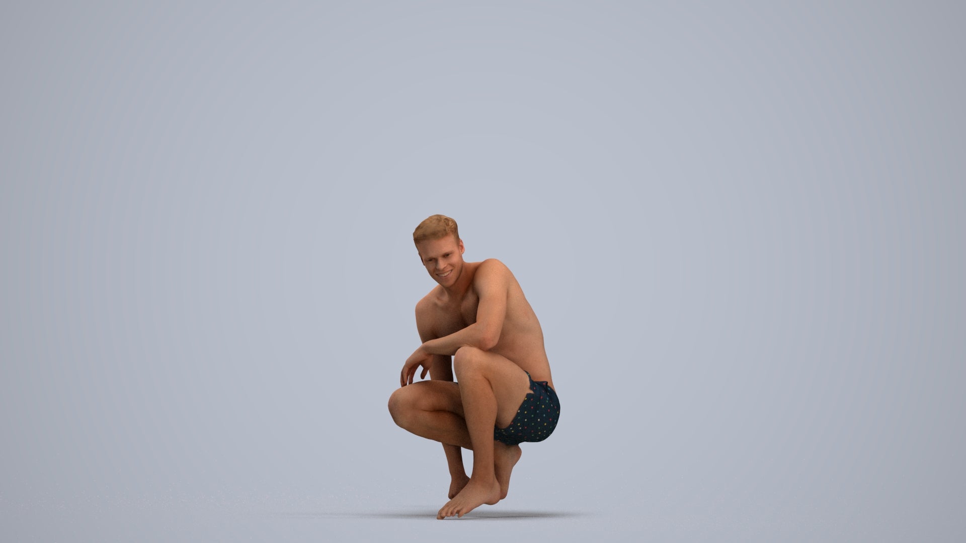 realistic 3D human man pool, archviz people FBX OBJ for Blender, standing pose render