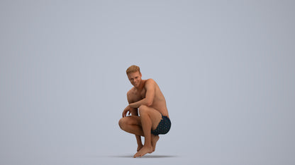 realistic 3D human man pool, archviz people FBX OBJ for Blender, standing pose render
