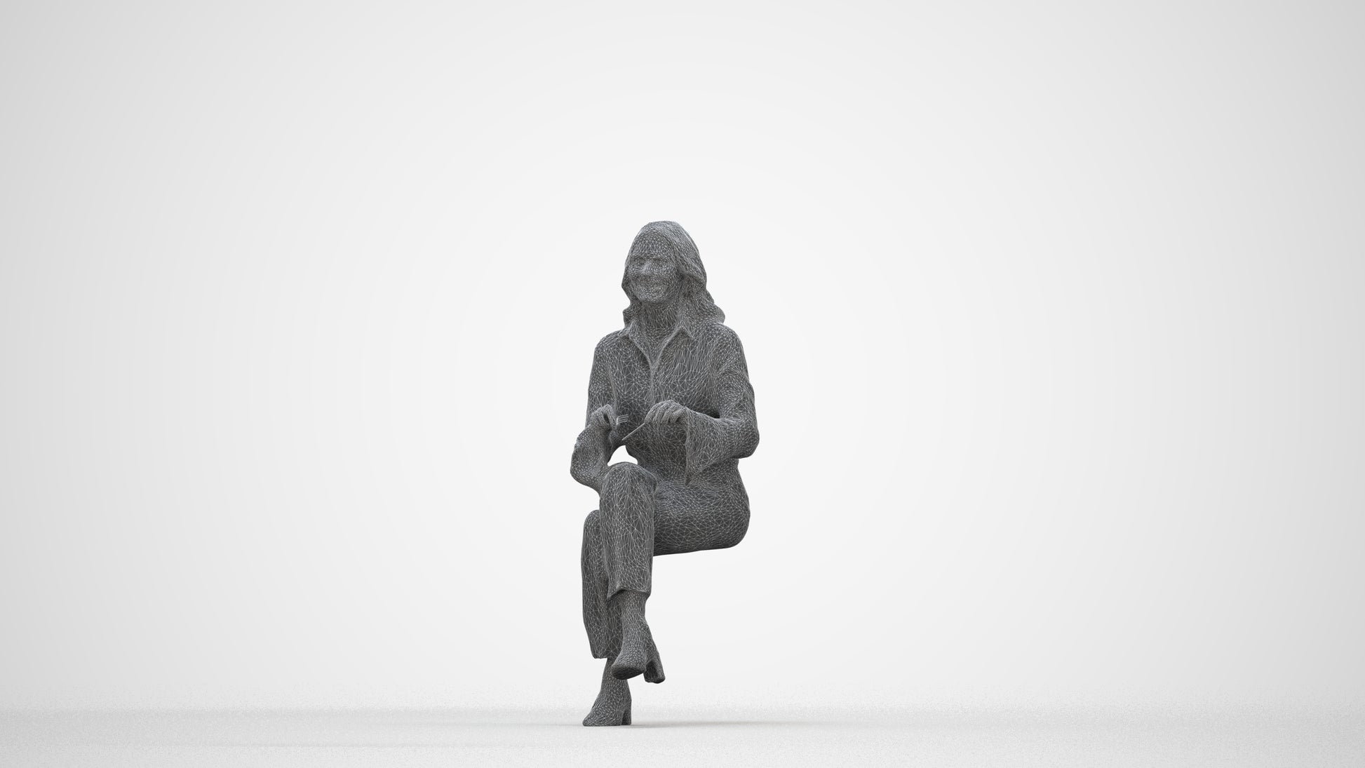 realistic 3D human woman business formalaffairs, archviz people FBX OBJ for Blender, wireframe back view