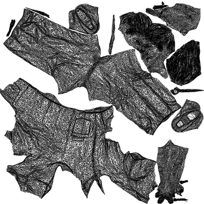scanned 3D woman standing, photogrammetry people for Enscape and V-Ray, wireframe top-down view